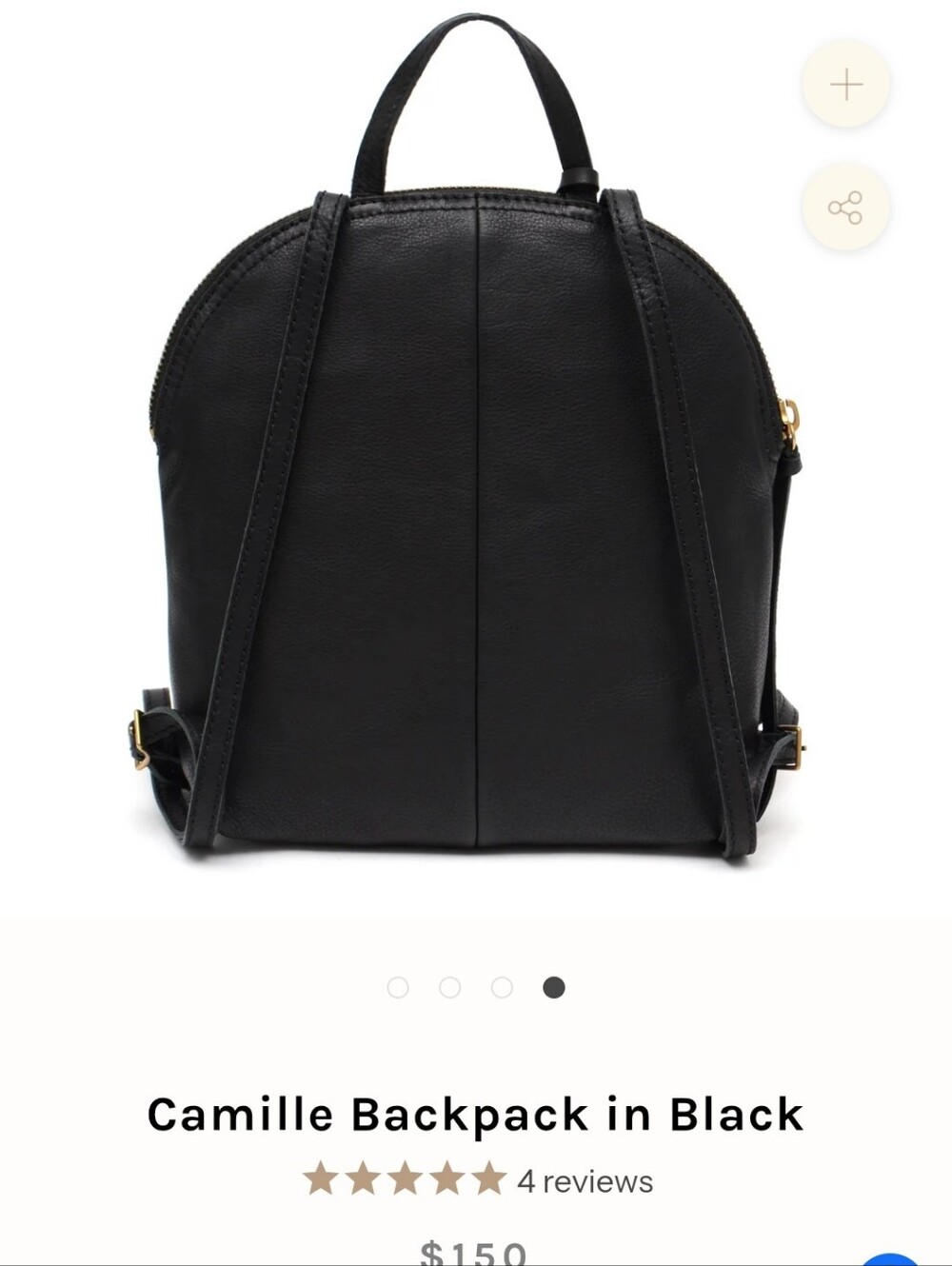 margot Genuine Leather Camille Backpack, Black, Small - Picture 5 of 13